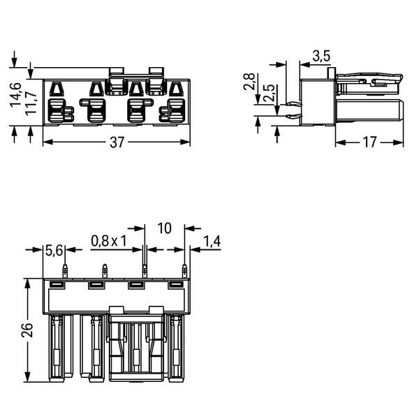 Socket for PCBs straight 4-pole black image 5