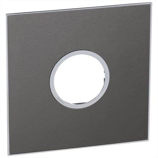 Arteor™ - American and South African standard plate round version 2 modules for 4''x4'' box - Brushed Metal - Black image 1