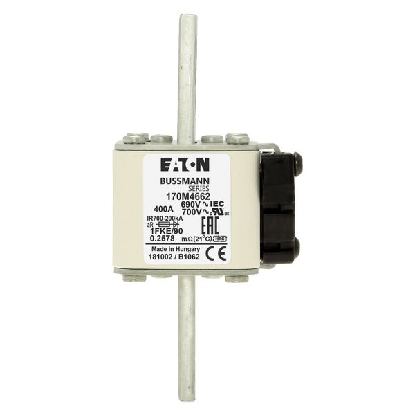 Fuse-link, high speed, 400 A, AC 690 V, size 1, 53 x 69 x 136 mm, aR, IEC, UL, type K indicator, 90 mm centers image 8