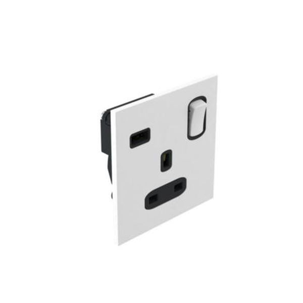 Art d'Arnould - 1 gang BS socket outlet 13 A-250V single pole switched + USB A Epure - Satin White image 1