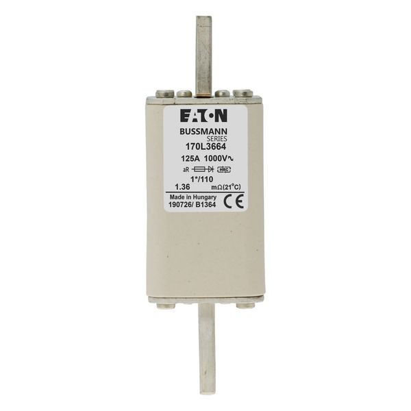 Fuse-link, high speed, 125 A, AC 1000 V, compact size 1, 45 x 45 x 140 mm, aR, DIN, IEC, single indicator image 3