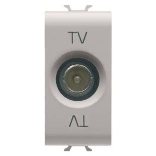 COAXIAL TV SOCKET-OUTLET, CLASS A SHIELDING - IEC MALE CONNECTOR 9,5mm - DIRECT WITH CURRENT PASSING - 1 MODULE - NATURAL SATIN BEIGE - CHORUSMART image 1