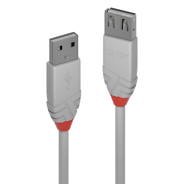 1m USB 2.0 Type A Extension Cable, Anthra Line, Grey USB Type A Male to A Female image 1