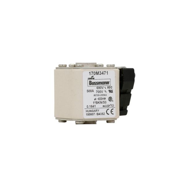 Fuse-link, high speed, 500 A, AC 690 V, compact size 1, aR, IEC, UL, single indicator image 11