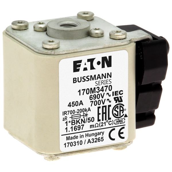 Fuse-link, high speed, 450 A, AC 690 V, compact size 1, aR, IEC, UL, single indicator image 5