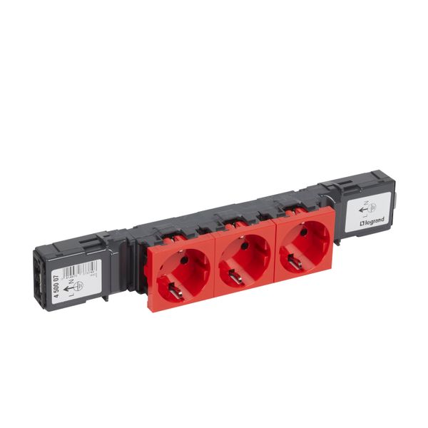 Socket Mosaic - 3x2P+E - instal on trunking - auto term WAGO WINSTA - std - red image 2