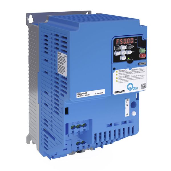 Inverter Q2V, 400 V, ND: 23.4 A / 11.0 kW, HD: 18.0 A / 7.5 kW, IP20, image 2