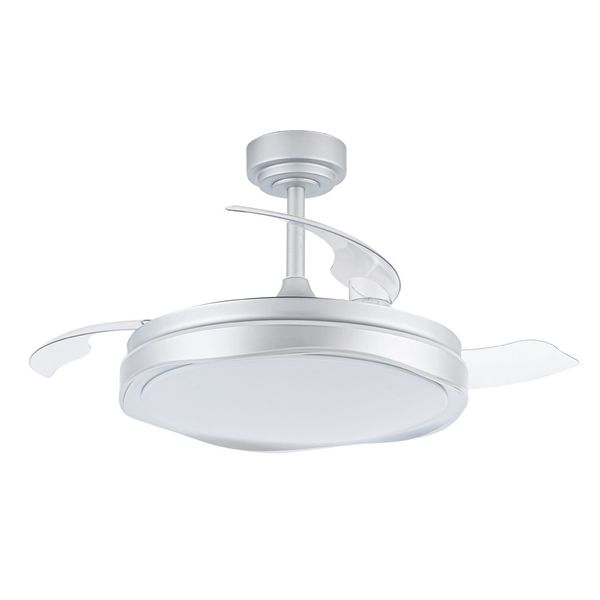 Oku Silver LED Ceiling Fan 72W 7920Lm CCT Folding Blades image 1