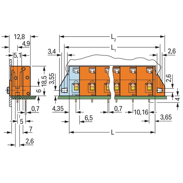 PCB terminal block push-button 2.5 mm² orange image 2