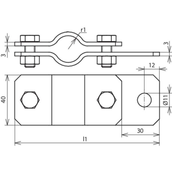 Earthing pipe clamp D 54.5mm St/tZn with hole D 11mm image 2