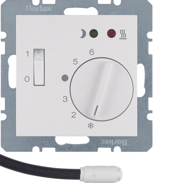 Thermostat, NO contact,Cen. plate,f. heat.,rocker switch,ext.temp.sen. image 1