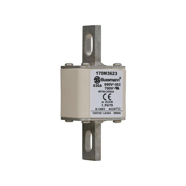 Fuse-link, high speed, 630 A, AC 690 V, compact size 1, 45 x 45 x 110 mm, aR, IEC, UL image 7