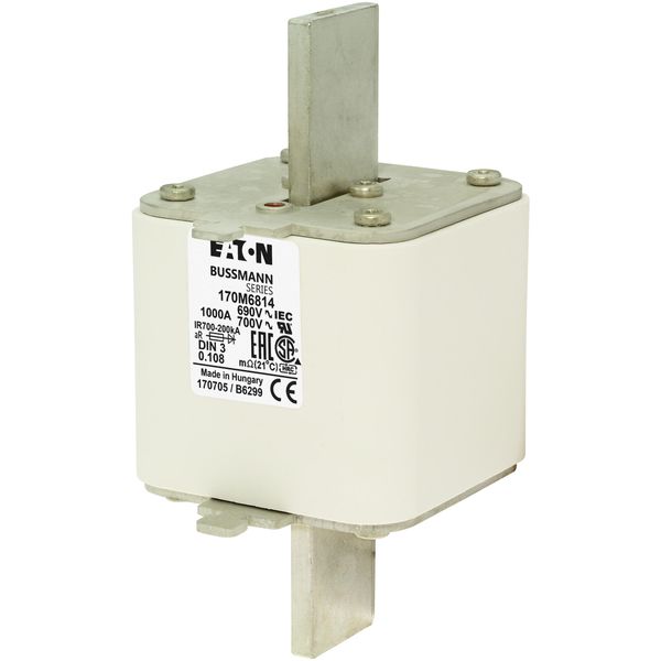 Fuse-link, high speed, 2500 A, AC 1100 V, 2 x size 3, 74 x 52 x 167 mm, aR, IEC, single indicator image 2