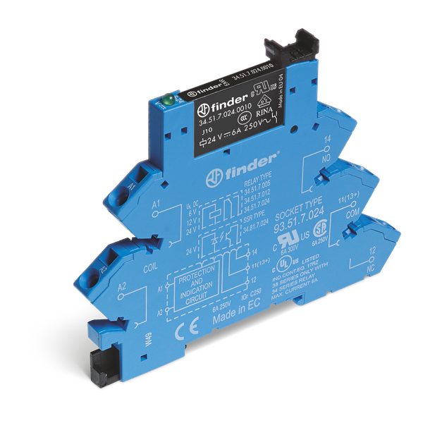 Rel. interface EMR screwless 6,2mm.1CO 6A/230...240VUC, AgNi+Au (38.61.0.240.5060) image 1