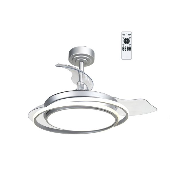 Antila Mini LED Ceiling Fan 40W 4000 Lm CCT Folding Blades Silver image 1