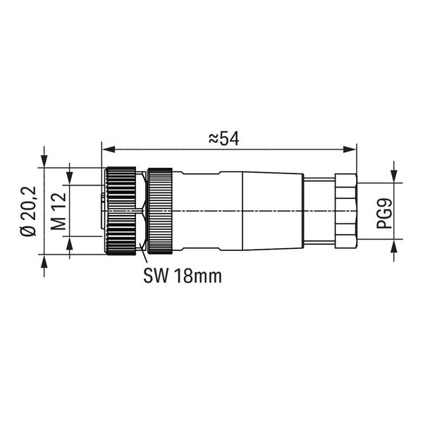 Fitted pluggable connector 5-pole M12 socket, straight image 1