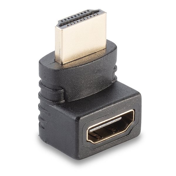 HDMI Female to HDMI Male 90 Degree Right Angle Adapter - Up 90° adapter with Male to Female connections image 1