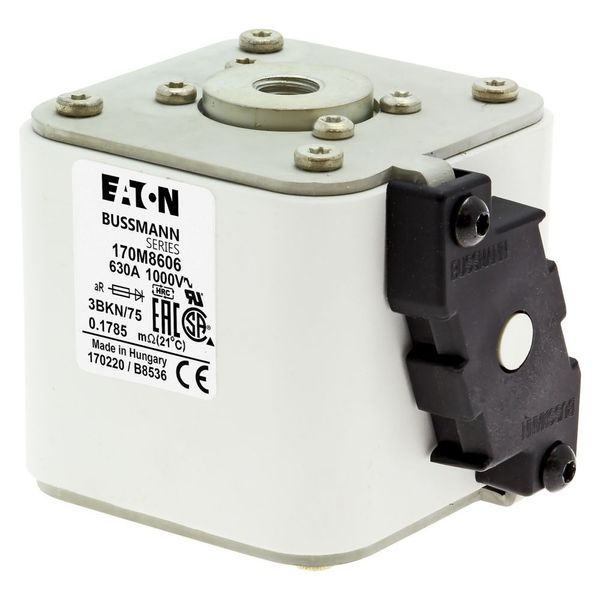 Fuse-link, high speed, 630 A, AC 1000 V, size 3, 74 x 92 x 76 mm, aR, IEC, UL, single indicator image 10