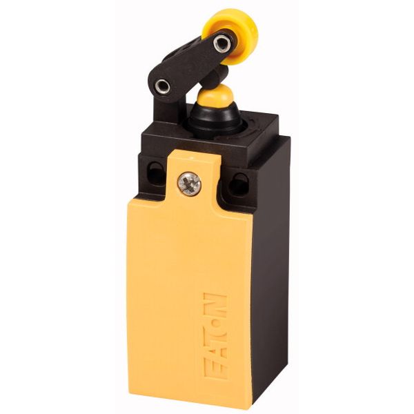 Position switch, Roller lever, Complete unit, 1 N/O, 1 NC (late-break), Screw terminal, Yellow, Insulated material, -25 - +70 °C, Long image 1