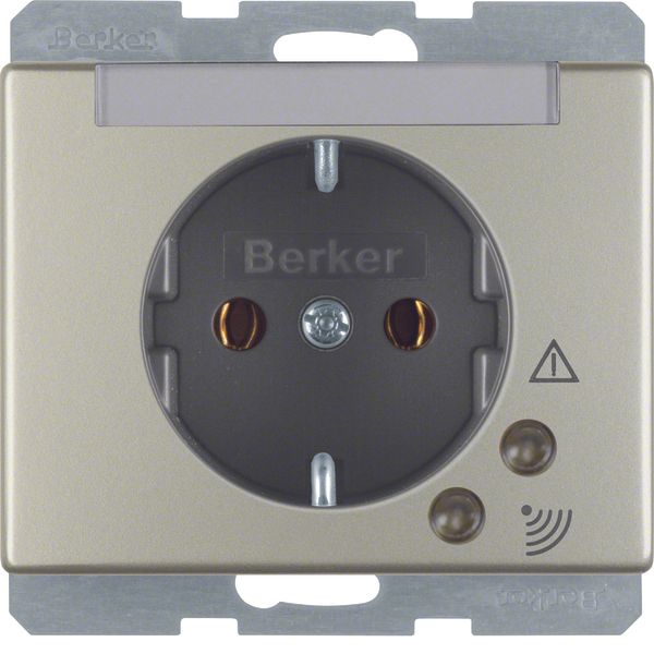 SCHUKO socket outlet w. overvoltage protection, Arsys, stainless steel image 1