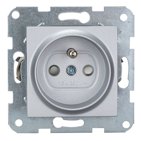 Pin socket outlet with safety shutter, screw clamps, silver image 4