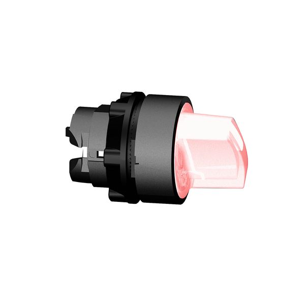 Head for illuminated selector switch, Harmony XB5, XB4, red Ø22 mm 3 position stay put image 1