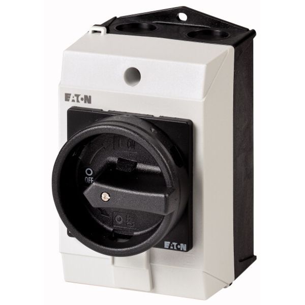 Main switch, T0, 20 A, surface mounting, 1 contact unit(s), 2 pole, STOP function, With black rotary handle and locking ring, Lockable in the 0 (Off) image 1