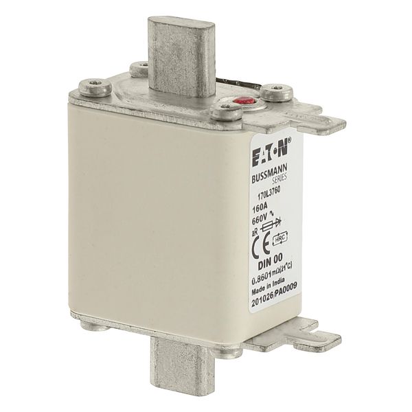 Fuse-link, high speed, 160 A, AC 660 V, DIN 00, 30 x 60 x 78 mm, aR, DIN, IEC, single indicator image 24