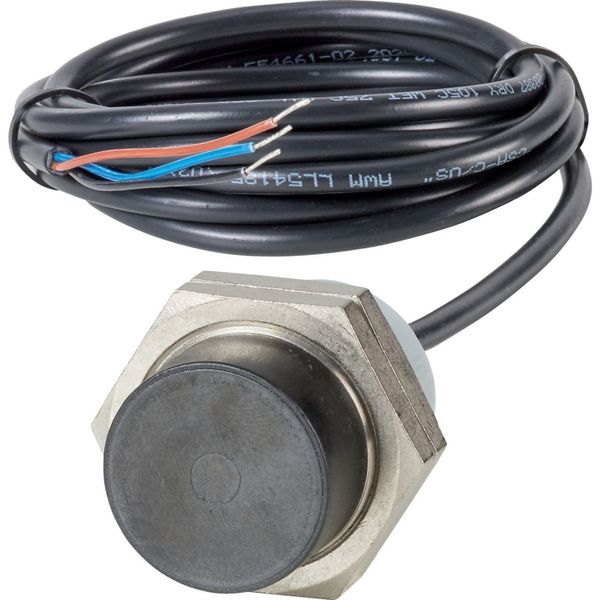 Proximity switch, E57P Performance Short Body Serie, 1 NC, 3-wire, 10 – 48 V DC, M30 x 1.5 mm, Sn= 15 mm, Non-flush, NPN, Stainless steel, 2 m connect image 1