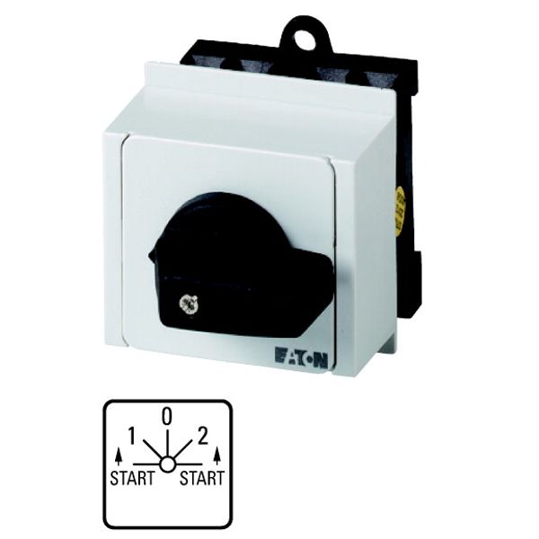 Spring-return switch, T0, 20 A, service distribution board mounting, 2 contact unit(s), Contacts: 4, Spring-return in START position, 45 °, momentary/ image 1