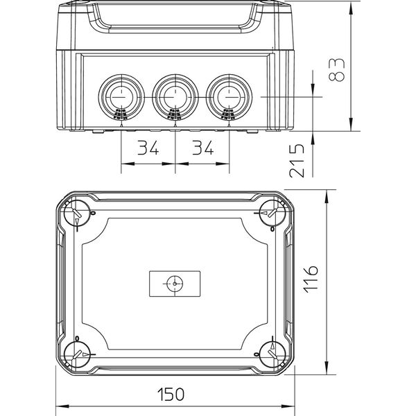 T 100 HD TR Junction box with high transparent cover 150x116x83 image 2