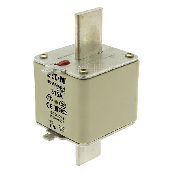 Fuse-link, low voltage, 315 A, AC 500 V, NH3, gL/gG, IEC, dual indicator image 4