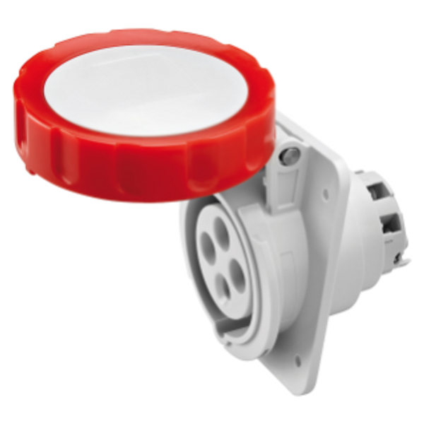 10° ANGLED FLUSH-MOUNTING SOCKET-OUTLET HP - IP66/IP67 - 3P+E 16A 380V/440V 50HZ/60HZ - RED - 3H - SCREW WIRING image 1