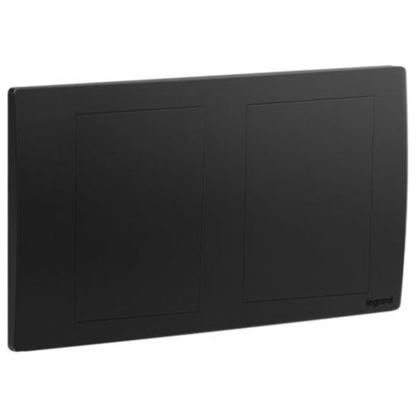 Mallia Senses 2 gang blanking plate - Matt Black image 1