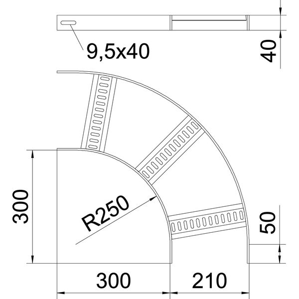 SLB 90 62 200ALU 90° bend with trapezoidal rung B210mm image 2