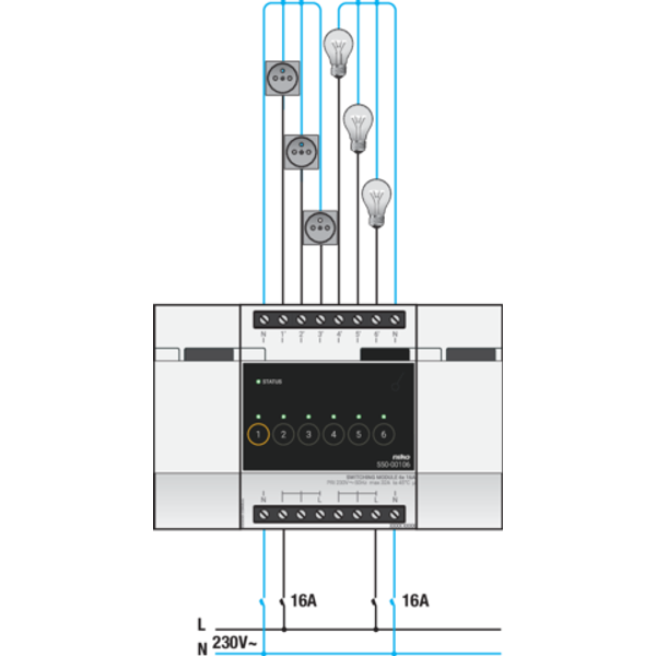 Switching module for Niko Home Control for six different circuits image 3