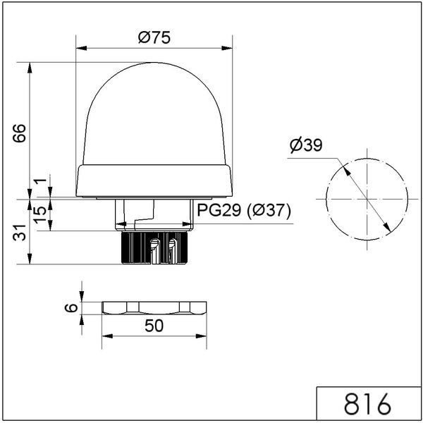 LED Perm. Beacon EM 24VAC/DC GN image 3