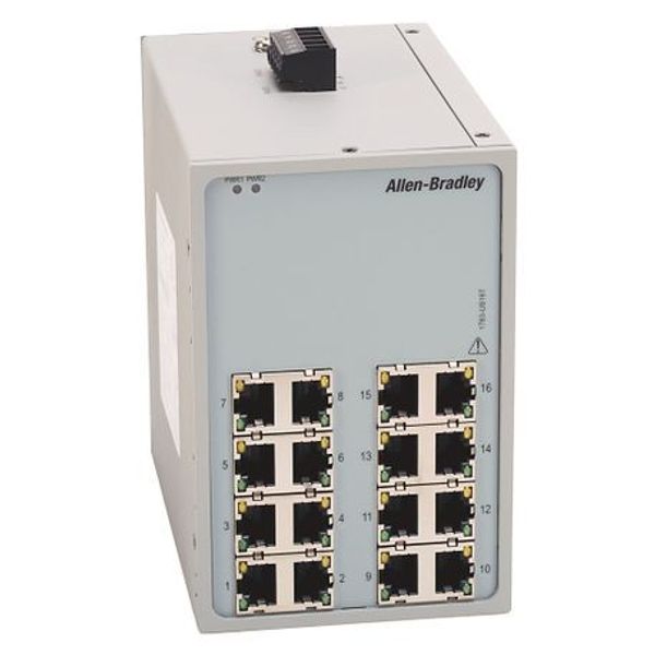 Allen-Bradley 1783-US16T2S Stratix 2000 unmanaged switch, 16 copper 10/100 ports, 2 100 meg. fiberSFP slots image 1