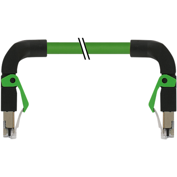 RJ45 90° down/RJ45 90° down PUR 1x4xAWG22 shielded gn+dragch 1m image 1