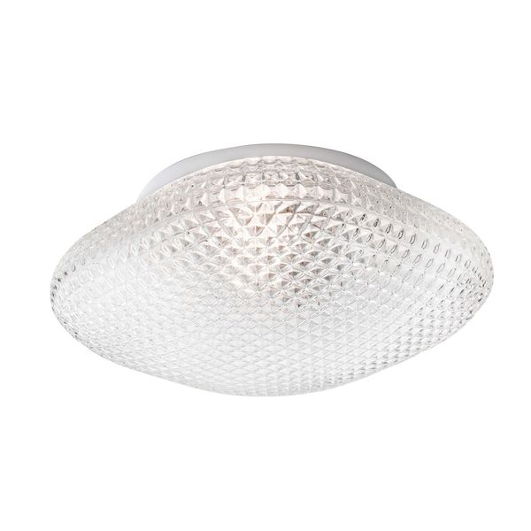 Glear Glass White Metal LED E27 1x12 Watt 230 Volt IP44 Bulb Excluded D: 25 H: 11 cm image 1