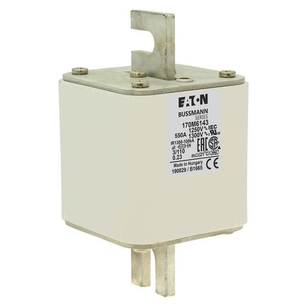 Fuse-link, high speed, 550 A, AC 1250 V, size 3, 76 x 90 x 139 mm, aR, DIN, IEC, single indicator image 9