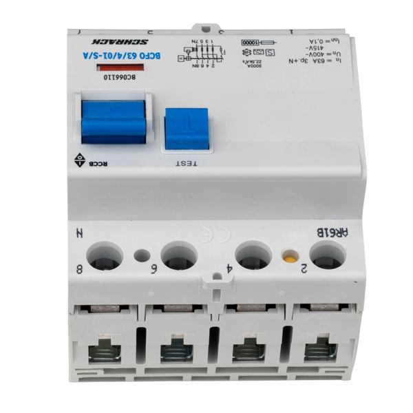 Residual current circuit breaker 63A, 4-p, 100mA, type S,A image 4