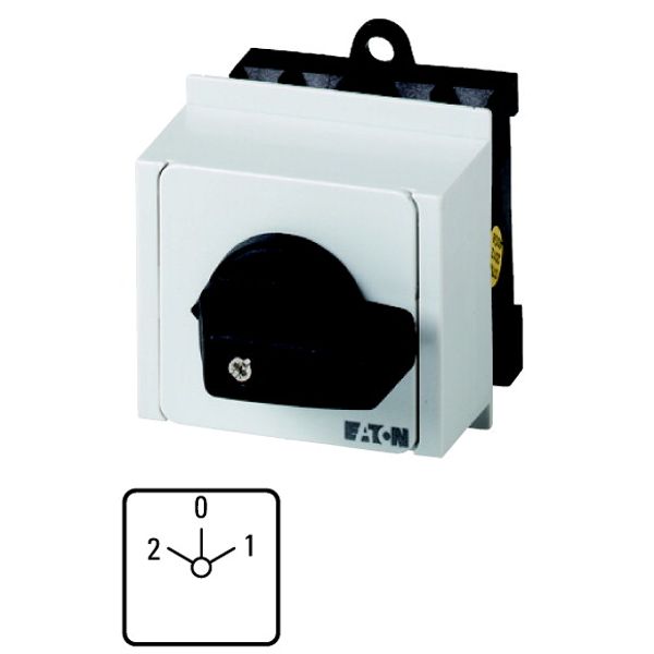 Changeoverswitches, T0, 20 A, service distribution board mounting, 1 contact unit(s), Contacts: 2, 45 °, maintained, With 0 (Off) position, 2-0-1, Des image 1