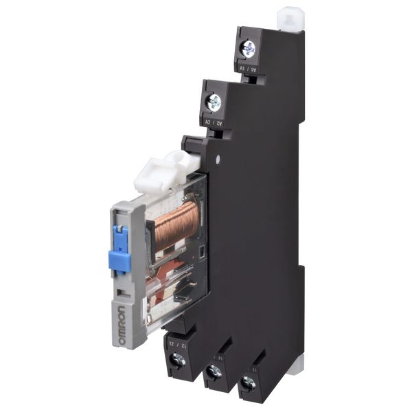 Slimline relay 6mm incl. socket, SPDT, 6 A, Screw terminals, 24 VAC/DC image 1