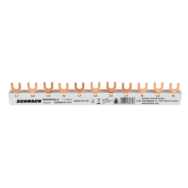 Busbar, 1xRCCB 4-pole, 1xMCB 3-pole, 2xMCB 1+N, 11MW, 10mmý image 2