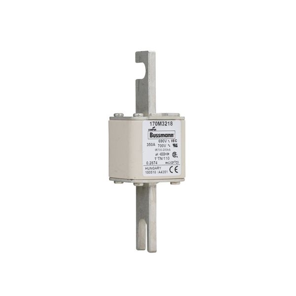 Fuse-link, high speed, 350 A, AC 690 V, compact DIN 1, 45 x 58 x 134 mm, aR, DIN, IEC, single indicator, 80 mm centres image 6