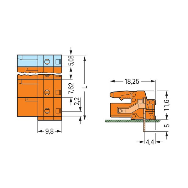 THT female header angled Pin spacing 7.62 mm orange image 4