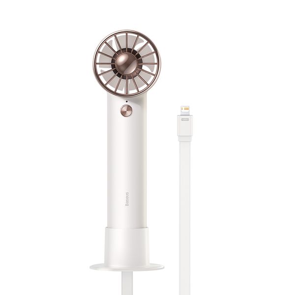 Portable Mini Fan 4000mAh with Built-in Lightning Cable, White image 2