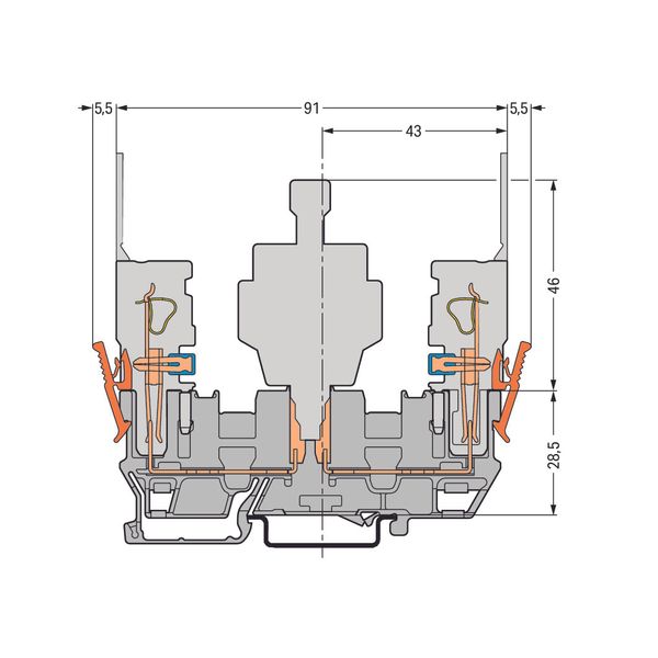 2-pin carrier terminal block with 2 jumper positions for DIN-rail 35 x image 3