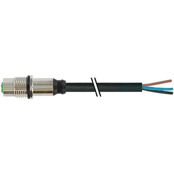 M12 female recept. A-cod. rear PUR 5x0.34 bk UL/CSA+drag ch. 2m image 1